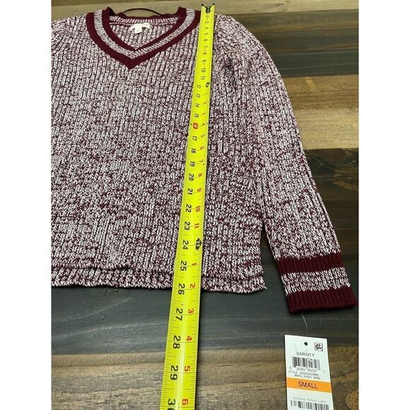 Maison Jules Oreppy Collegiate Women's V Neck Sweater Knit Dark Red Size S - Picture 7 of 10